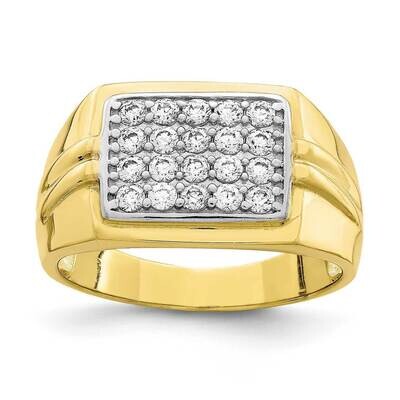 Mens Ring 10k Gold with Rhodium CZ Diamond 10C1418, MPN: 10C1418, 883957781747