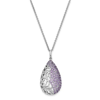 Purple CZ Diamond Long Goodbye 18 Inch Necklace Sterling Silver QSX618, MPN: QSX618, 883957938851