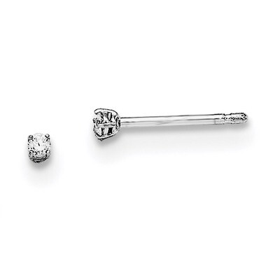 2Mm Round CZ Stud Earrings Sterling Silver Rhodium-plated QGK164, MPN: QGK164, 191101111297