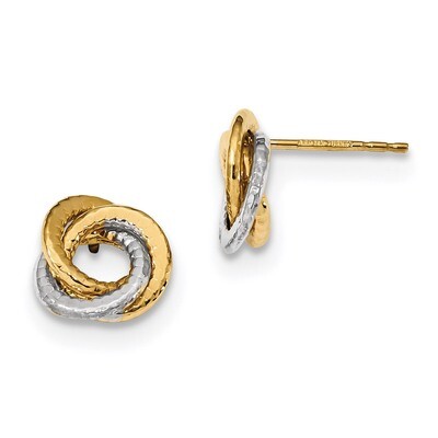 Polished &amp; Textured Love Knot Post Earrings 14k Two-Tone Gold TL1080TT, MPN: TL1080TT, 191101146008