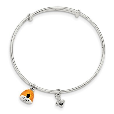 Yellow &amp; Black Enamel Bee and Beehive Kid&#39;S Bangle Sterling Silver QB888, MPN: QB888, 191101469213