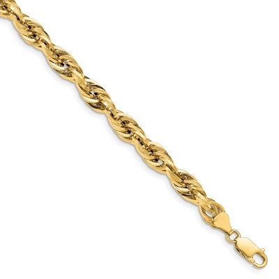 8 Inch 7.0mm Semi-Solid Rope Chain 14k Yellow Gold BC194-8, MPN: BC194-8, 883957219639