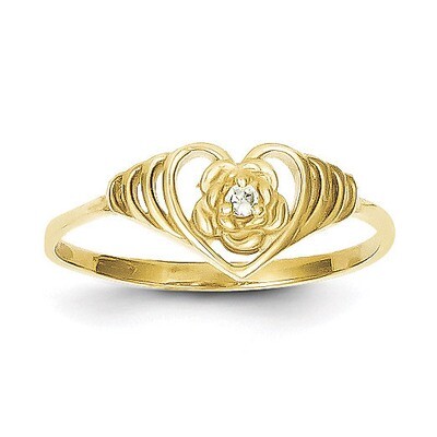 Heart Ring 10k Gold Synthetic Diamond 10C1181, MPN: 10C1181, 886774020440