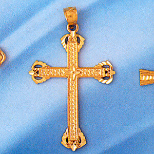 Dazzlers Jewelry Cross Pendant Necklace Charm Bracelet in Yellow, White or Rose Gold 8177, MPN: DZ-…