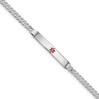 7 Inch Medical Red Enamel Flat Curb Link ID Bracelet 14k white Gold XM591CRW-7, MPN: XM591CRW-7, 19…