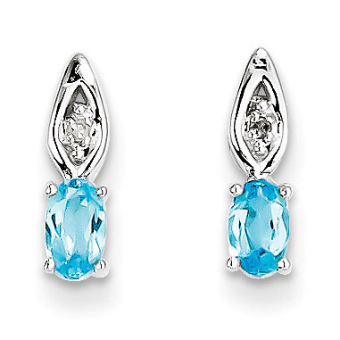Blue Topaz Diamond Earring 14k White Gold Genuine XBS326, MPN: XBS326, 883957570730