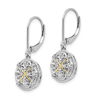 1/8ct. Diamond Vintage Earrings Sterling Silver &amp; 14k Gold QTC317, MPN: QTC317, 883957315546