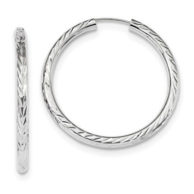 Polished &amp; Diamond -cut Endless Hoop Earrings 14k white Gold TF1007W, MPN: TF1007W, 191101059179