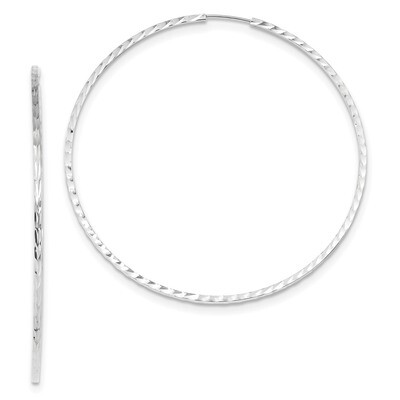 Diamond -cut Square Tube Endless Hoop Earrings 14k white Gold TF1003W, MPN: TF1003W, 191101056987