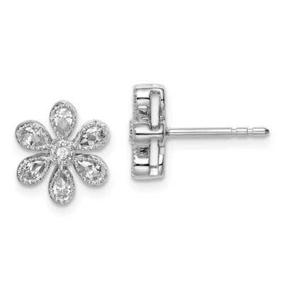 Floral Diamond Post Earrings 14k White Gold EM8467-050-WA, MPN: EM8467-050-WA, 883957971629