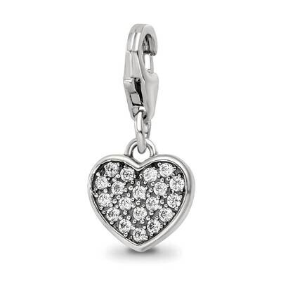 CZ Heart Click-On Bead Sterling Silver Rhodium-plated QRS4143, MPN: QRS4143,