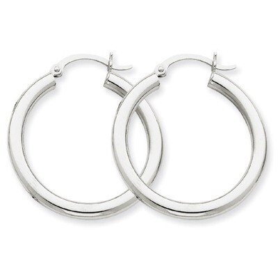 3mm Round Hoop Earrings 10k White Gold 10T849, MPN: 10T849, 883957895741