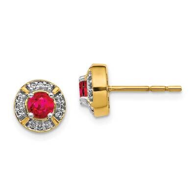 Ruby Fancy Earrings 14k Gold Diamond EM3922-RU-012-YA, MPN: EM3922-RU-012-YA, 191101836572