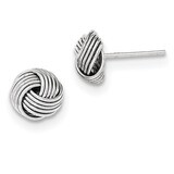 Twisted Knot Bead Post Earrings Sterling Silver Rhodium-plated Polished QE11798, MPN: QE11798, 1911…