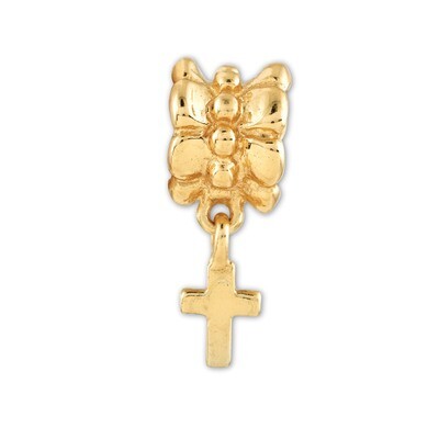 Gold-plated Cross Dangle Bead - Sterling Silver QRS529GP, MPN: QRS529GP, 883957483320