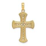 Cut-Out Cross Charm 14k Gold Textured K8554, MPN: K8554, 637218083503