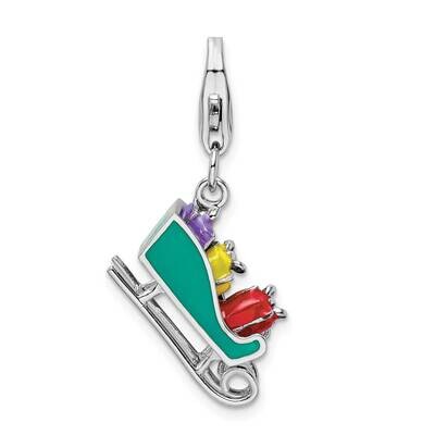 Enamel Sled Charm Sterling Silver Rhodium-Plated QCC1255, MPN: QCC1255,