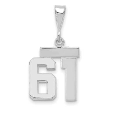 Number 61 Charm 14k White Gold Polished Small WSP61, MPN: WSP61, 196904074824