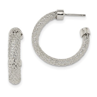 Mesh Post Hoop Earrings Sterling Silver QE13035, MPN: QE13035, 191101856570
