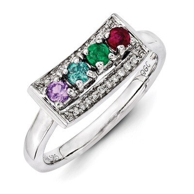 4 Birthstones Family Jewelry Diamond Semi-Set Ring 14k White Gold XMRW34/4, MPN: XMRW34/4, 88395742…