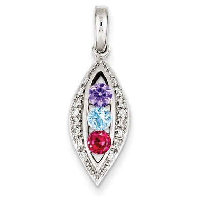 3 Birthstones Family Jewelry Diamond Semi-Set Pendant 14k White Gold XMPW32/3, MPN: XMPW32/3, 88395…