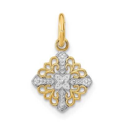 Mini Cross Medallion Charm 14k Gold Rhodium K9532, MPN: K9532, 637218152544