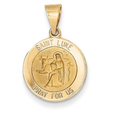 Saint Luke Medal Pendant 14k Gold Polished and Satin XR1356, MPN: XR1356, 883957475332