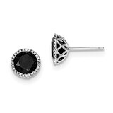 Black Sapphire &amp; Diamond Post Earrings Sterling Silver Rhodium-plated QE12152, MPN: QE12152, 191101…