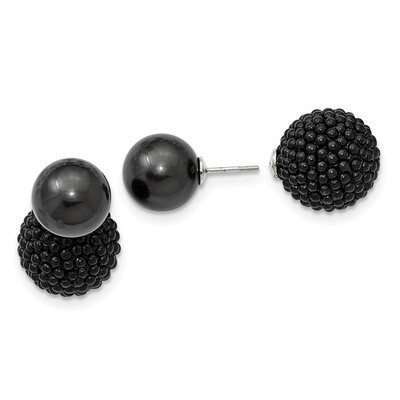 11-12Mm &amp; 15-16Mm Shell Pearl Black Black Earrings Sterling Silver Majestick QMJD1216BB, MPN: QMJD1…