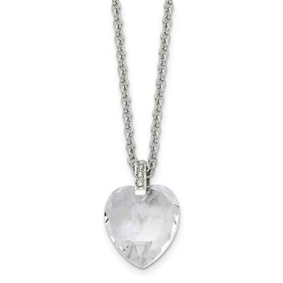 Crystal Heart &amp; CZ Stone 18 Inch Necklace Stainless Steel SRN1146-18 by Chisel, MPN: SRN1146-18, 88…