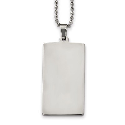Squared 2.0mm Dog Tag Necklace Stainless Steel Brushed &amp; Polished SRN2331-24 by Chisel, MPN: SRN233…