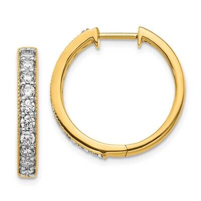 Diamond Milgrain Hoop Earrings 14k Yellow Gold EM4275-100-YA, MPN: EM4275-100-YA, 883957453156