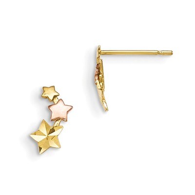 Diamond-Cut Children&#39;S Star Post Earrings 14k Yellow &amp; Rose Gold GK779, MPN: GK779, 191101079993