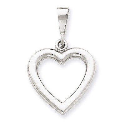Heart Pendant 14k White Gold Solid Polished D1058, MPN: D1058, 886774092058