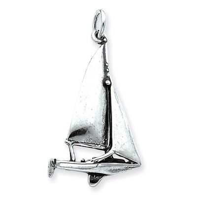 Sailboat Charm Antiqued Sterling Silver QC4961, MPN: QC4961, 883957563923