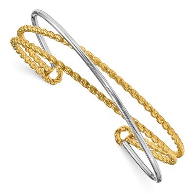 Leslie&#39;s Textured Cuff Bangle 14k Two-tone Gold Polished HB-LF1114, MPN: LF1114, 191101054662