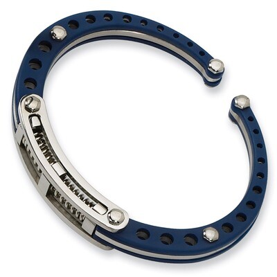 Blue PVC Hinged Bangle - Stainless Steel SRB234 by Chisel, MPN: SRB234, 883957745800