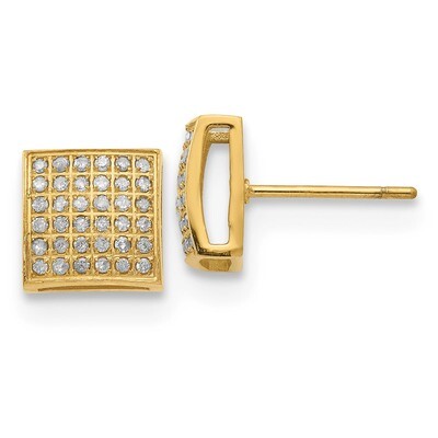 Yellow IP with 3/8ct. Diamond Square Post Earrings Stainless Steel Polished SRE1296 by Chisel, MPN:…