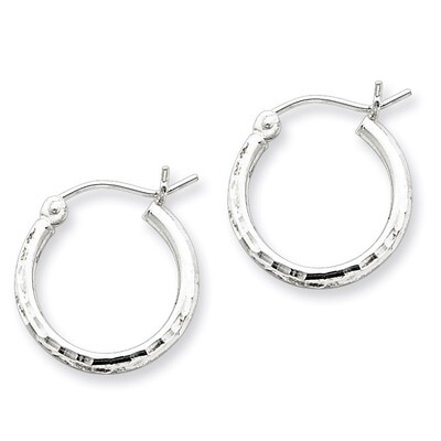 2mm Diamond Cut Hoop Earrings Sterling Silver Rhodium-plated QE4461, MPN: QE4461, 883957930817