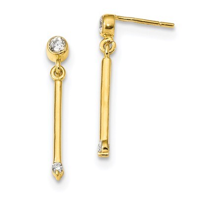 CZ Diamond Post Dangle Earrings Sterling Silver Gold-Tone Polished QE13775, MPN: QE13775, 886774092…