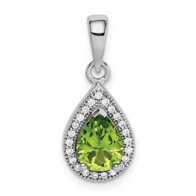 Green &amp; Clear CZ Diamond Pendant Sterling Silver Rhodium Plated QP5247AUG, MPN: QP5247AUG, 88677411…