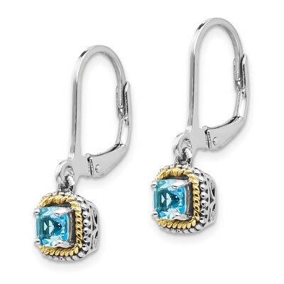 Blue Topaz Earrings Sterling Silver &amp; 14k Gold QTC800, MPN: QTC800, 883957368177
