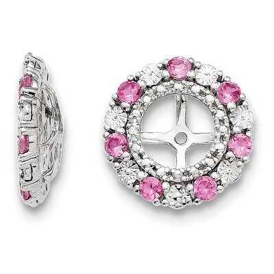 Created Pink Sapphire Earring Jacket Sterling Silver Rhodium QJ129OCT, MPN: QJ129OCT, 886774194691