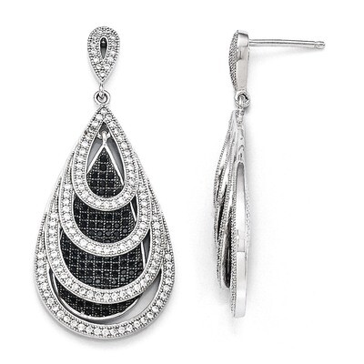 Teardrop Dangle Post Earrings Sterling Silver &amp; Cubic Zirconia QMP1256, MPN: QMP1256, 191101195563