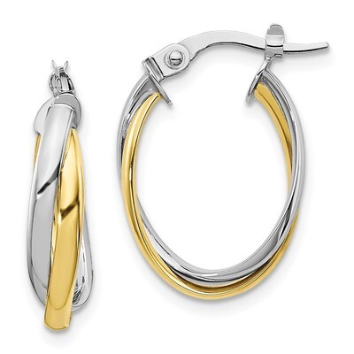 Leslie&#39;s Hoop Earrings 10k Two-tone Polished Gold HB-10LE493, MPN: 10LE493, 191101737367