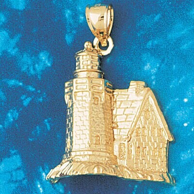 Dazzlers Jewelry Lighthouse Pendant Necklace Charm Bracelet in Yellow, White or Rose Gold 1443, MPN…