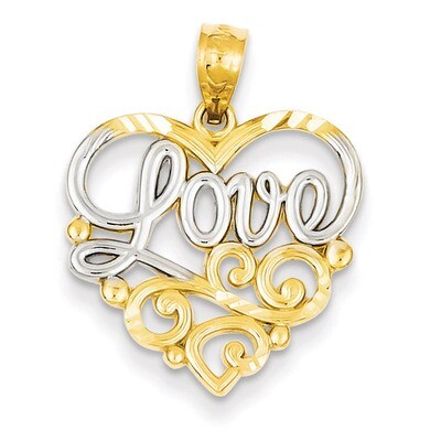 Scroll Love Pendant 14K Gold &amp; Rhodium C2944, MPN: C2944, 191101095061