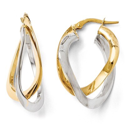 Leslie&#39;s Polished Twisted Double Hoop Earrings - 14k Gold Two-tone HB-LE410, MPN: LE410, 8839574574…