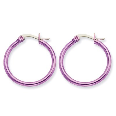 Pink IP plated 26mm Hoop Earrings - Stainless Steel SRE431 by Chisel, MPN: SRE431, 886774039565