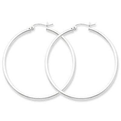 2mm Round Hoop Earrings Sterling Silver Rhodium-plated QE804, MPN: QE804, 883957940878